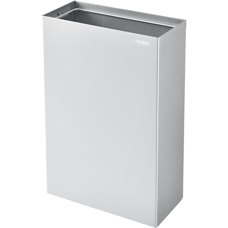 Global Industrial Rectangular Wall Mount Trash Can, Silver, Stainless Steel, 15-1/4 in 641438SS